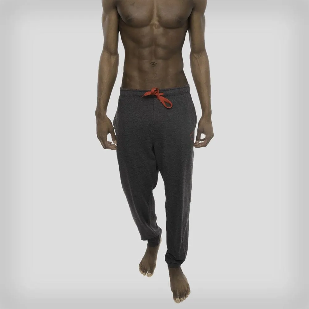 Men's Heather Contrast Elastic Sleep Pants - Charcoal Red - FINAL SALE