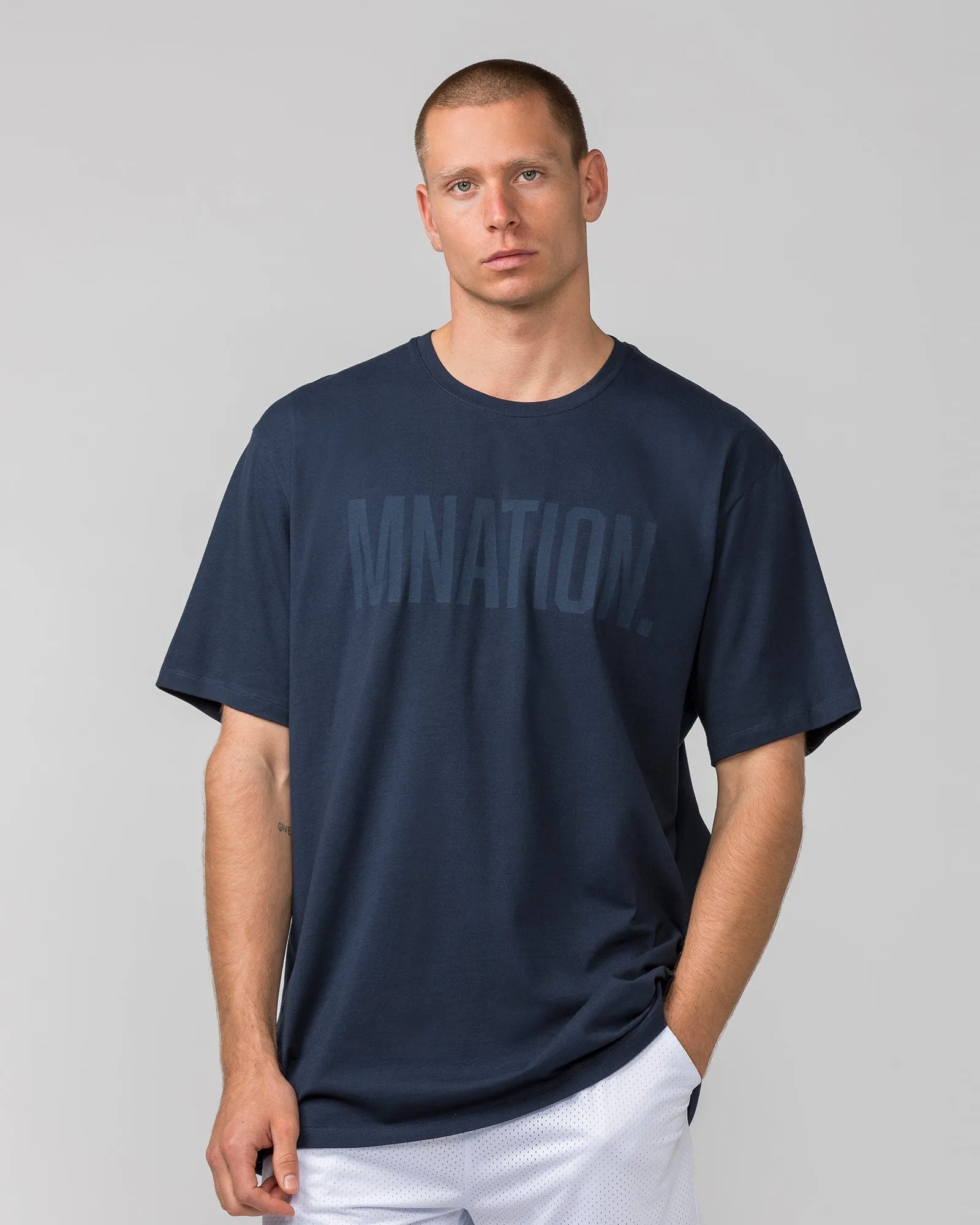 Muscle Nation | Oversized Tonal Tee - Midnight