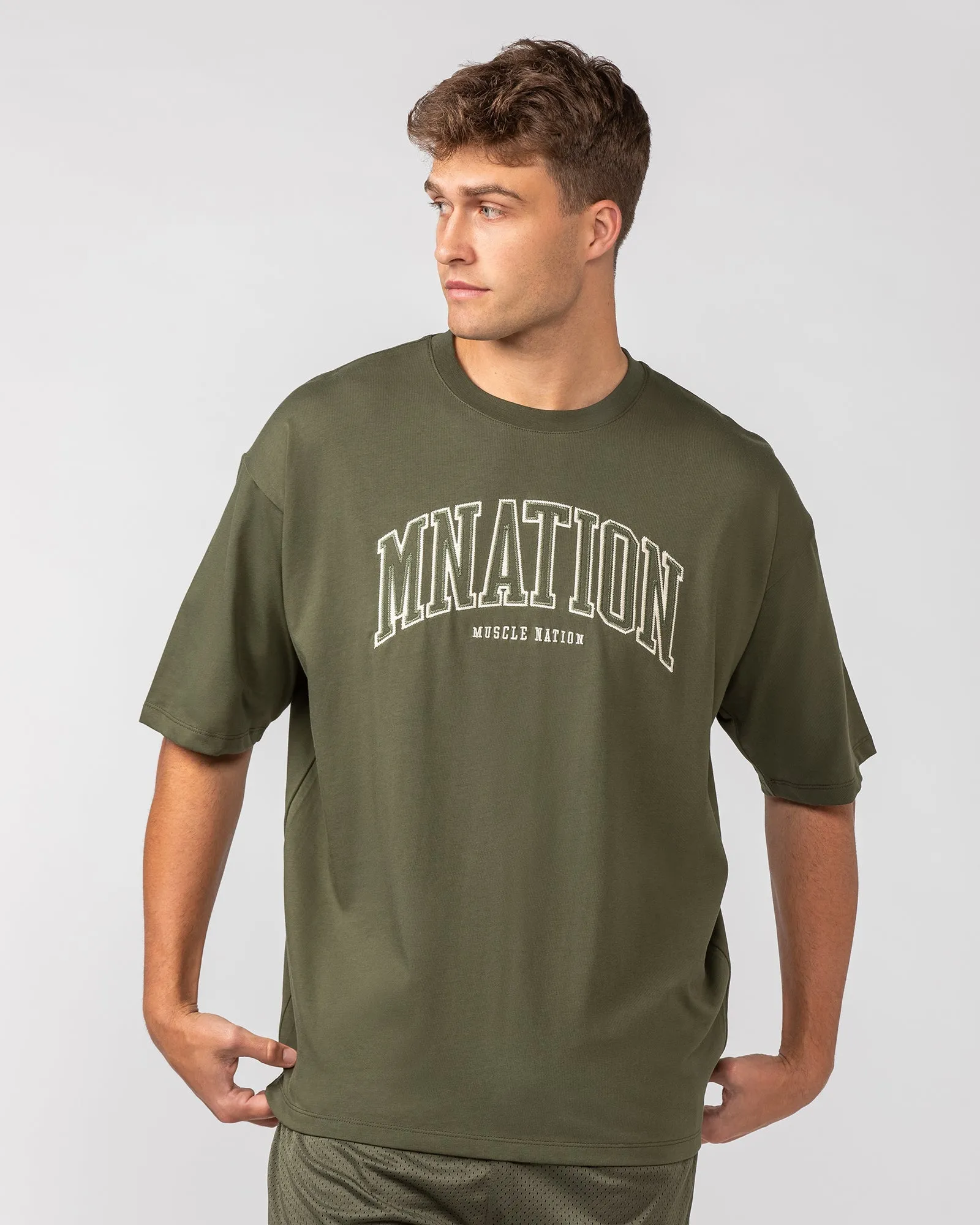 Muscle Nation | Varsity Oversized Tee - Khaki