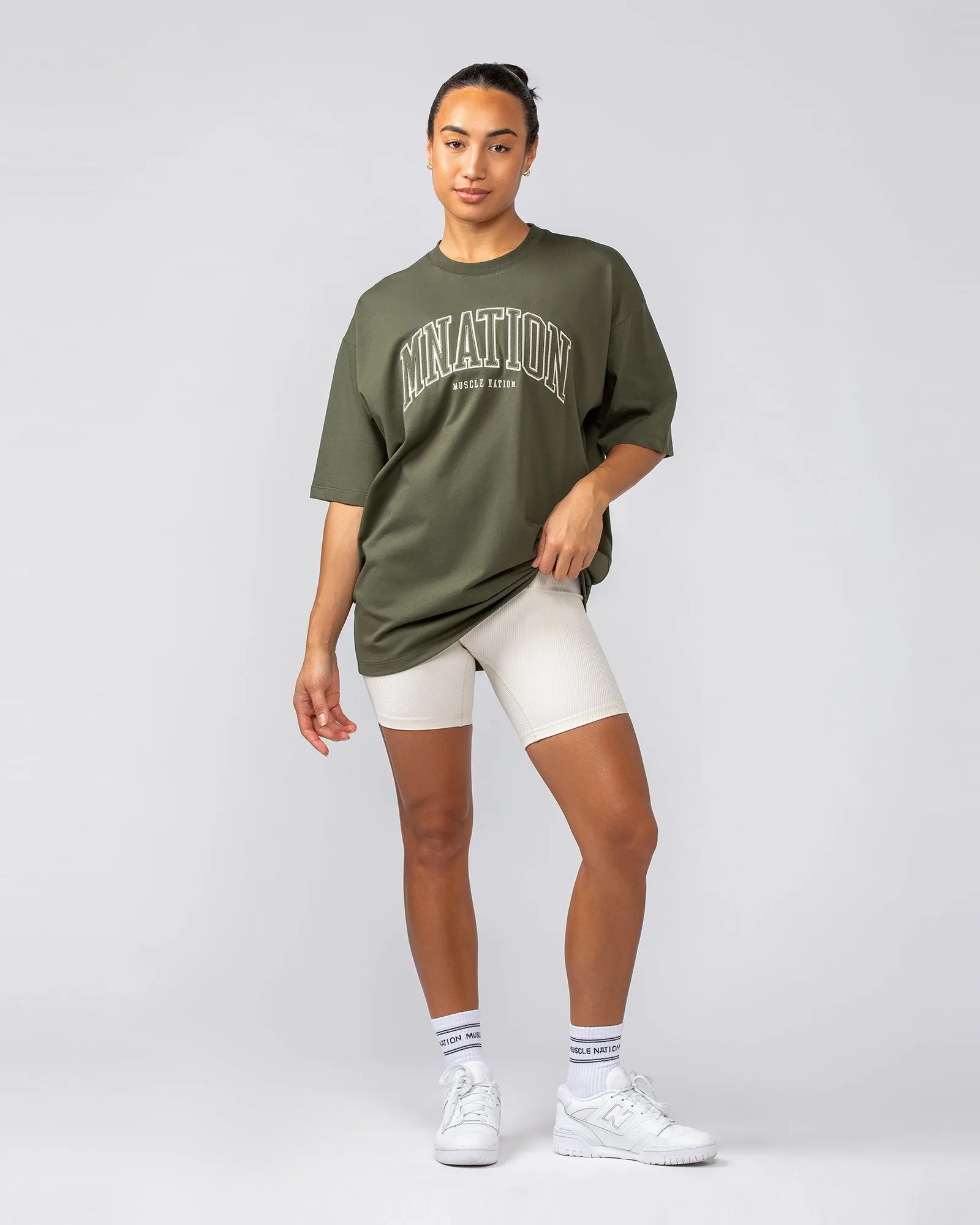 Muscle Nation | Varsity Oversized Tee - Khaki