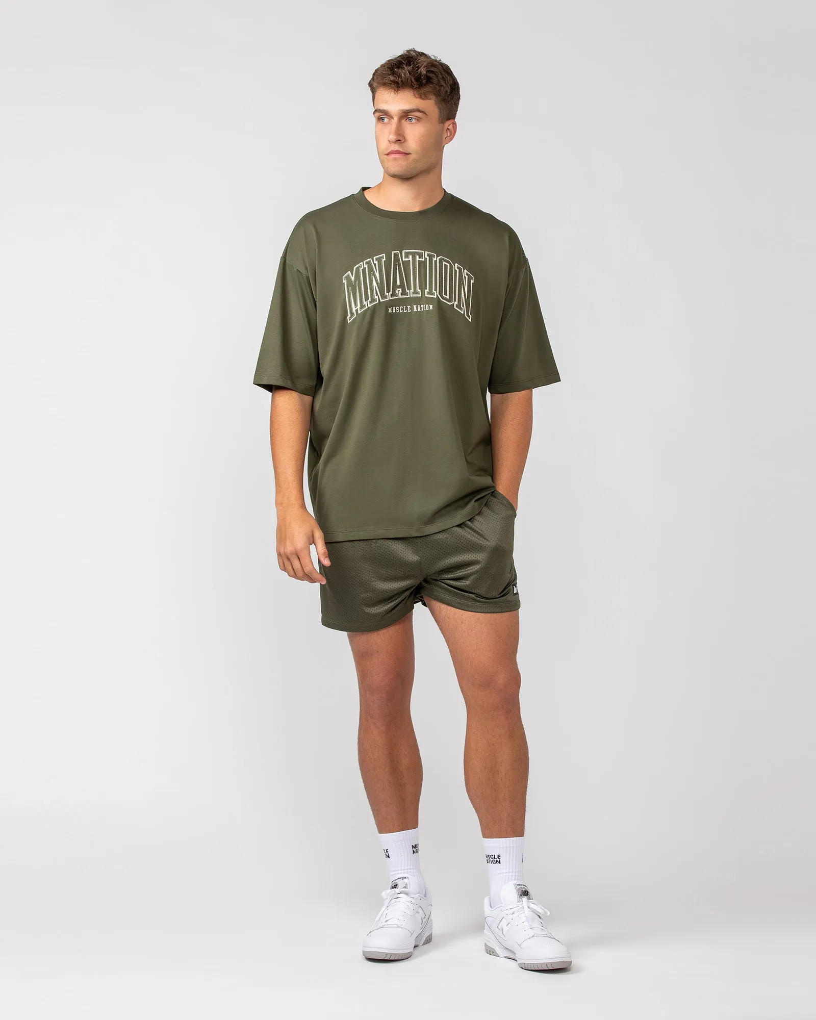 Muscle Nation | Varsity Oversized Tee - Khaki