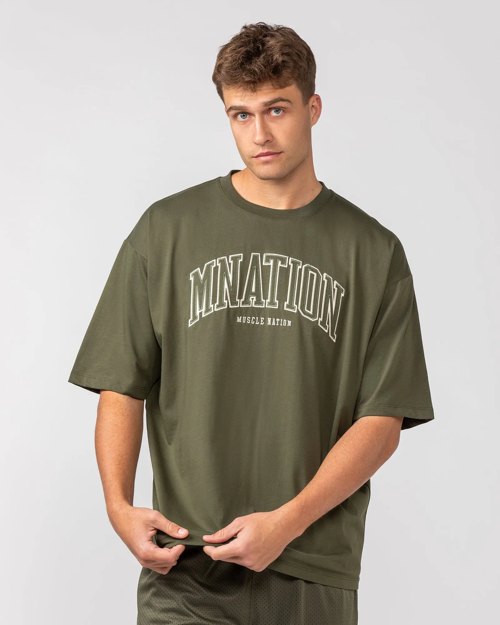 Muscle Nation | Varsity Oversized Tee - Khaki