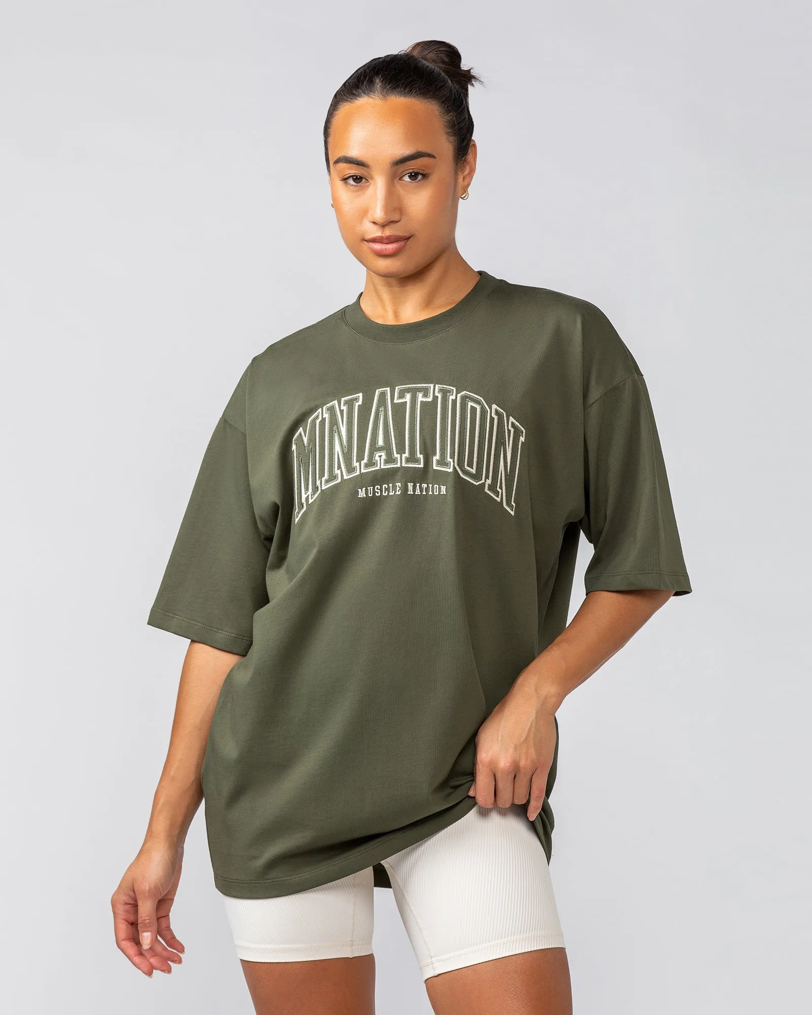 Muscle Nation | Varsity Oversized Tee - Khaki