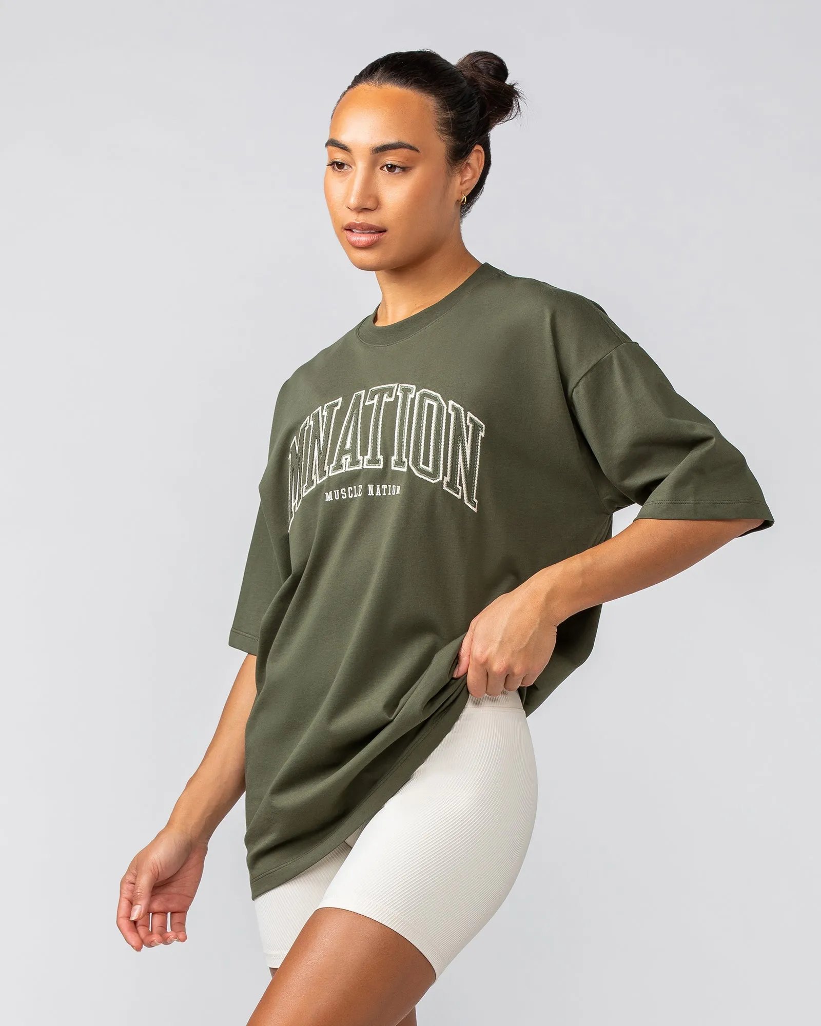 Muscle Nation | Varsity Oversized Tee - Khaki