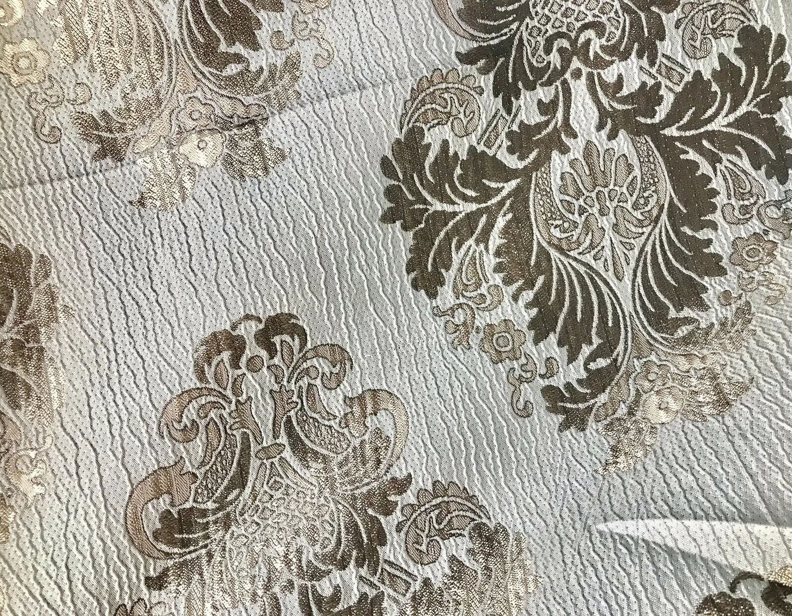 NEW Prince Elijia Designer Double Sided Brocade Drapery Satin Medallion Fabric - Gold & Ivory