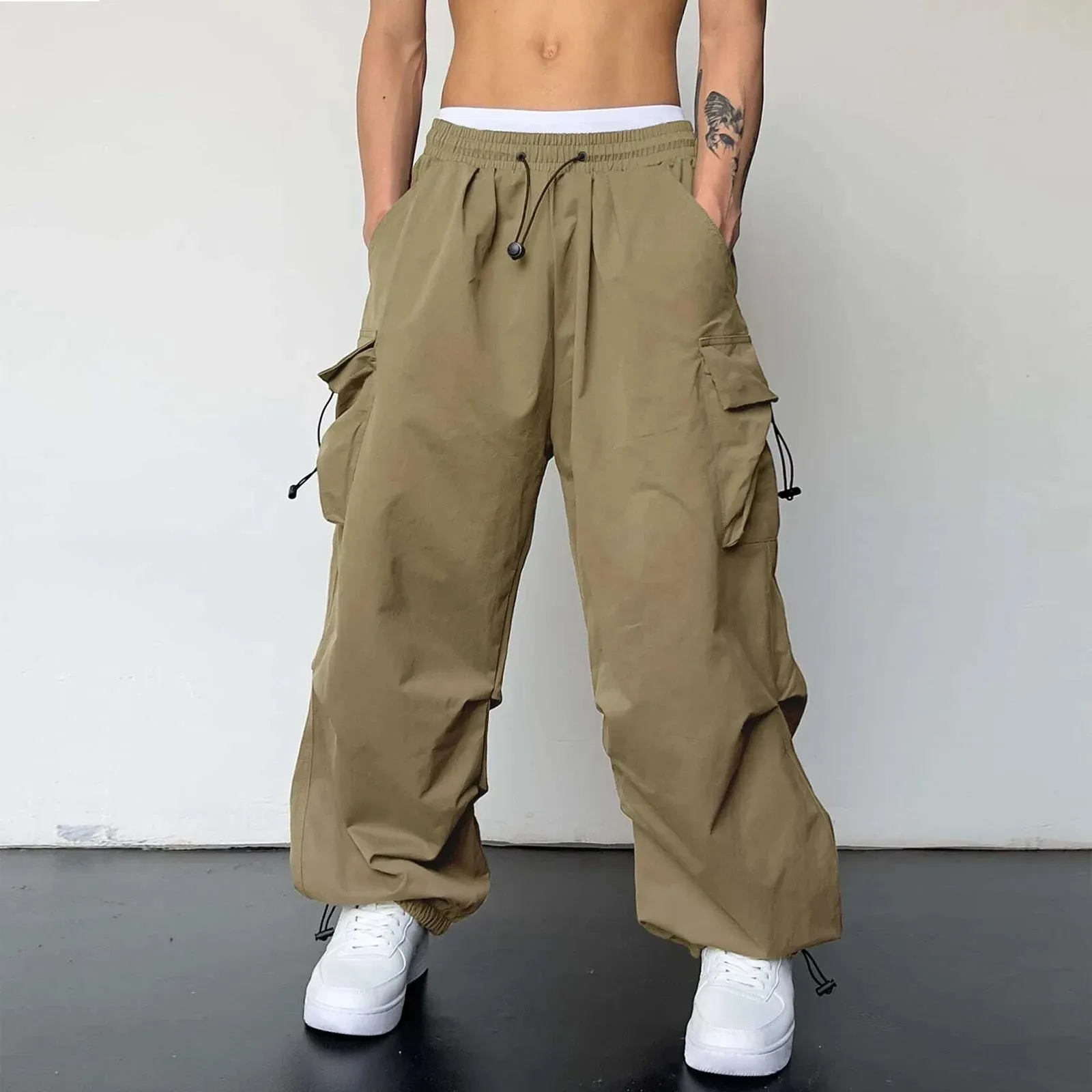 Threebooy Y2k Men's Cargo Pants Multi Pocket Male Hiphop Overalls High Street Casual Trousers 2024 Spring Summer New Pants Streetwear