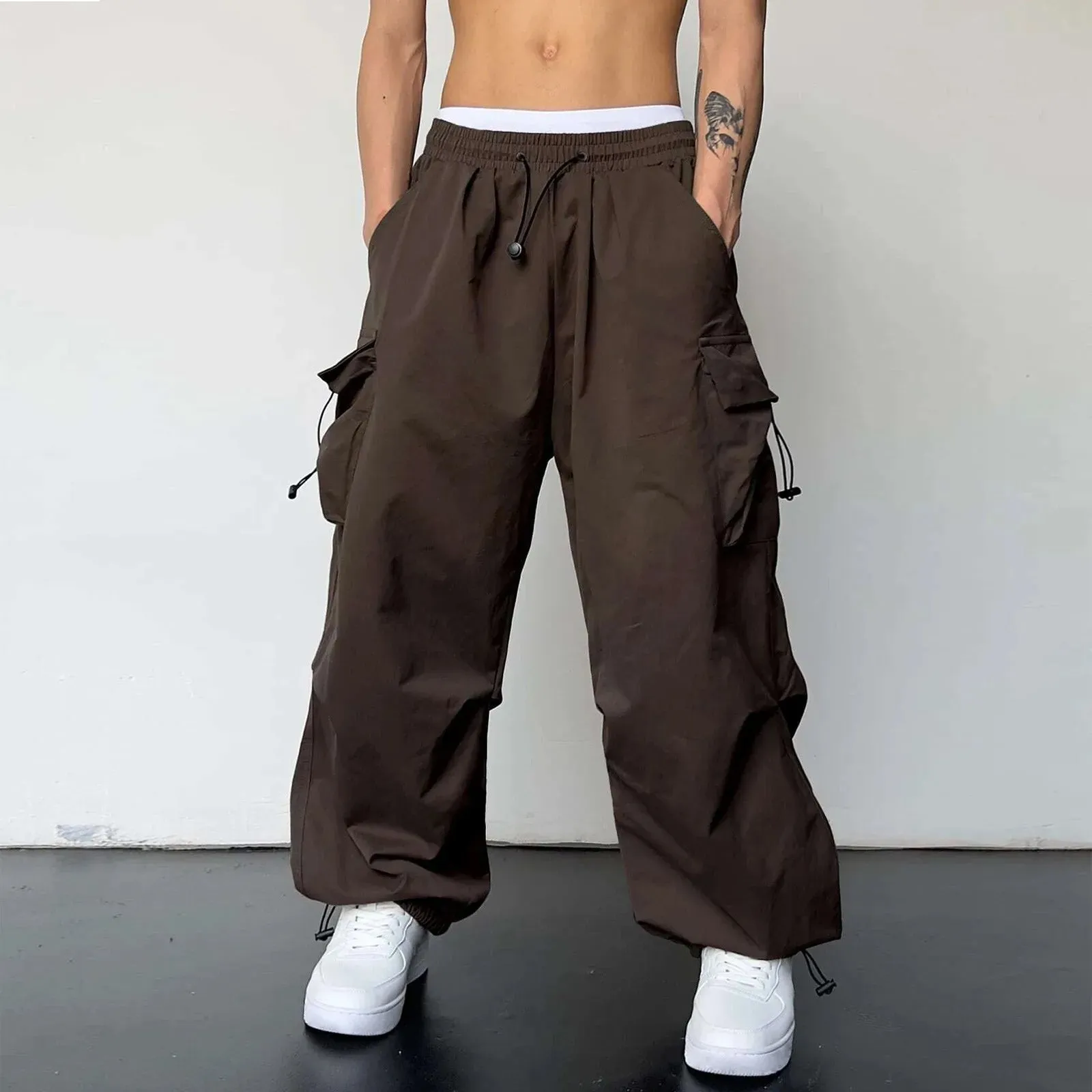 Threebooy Y2k Men's Cargo Pants Multi Pocket Male Hiphop Overalls High Street Casual Trousers 2024 Spring Summer New Pants Streetwear