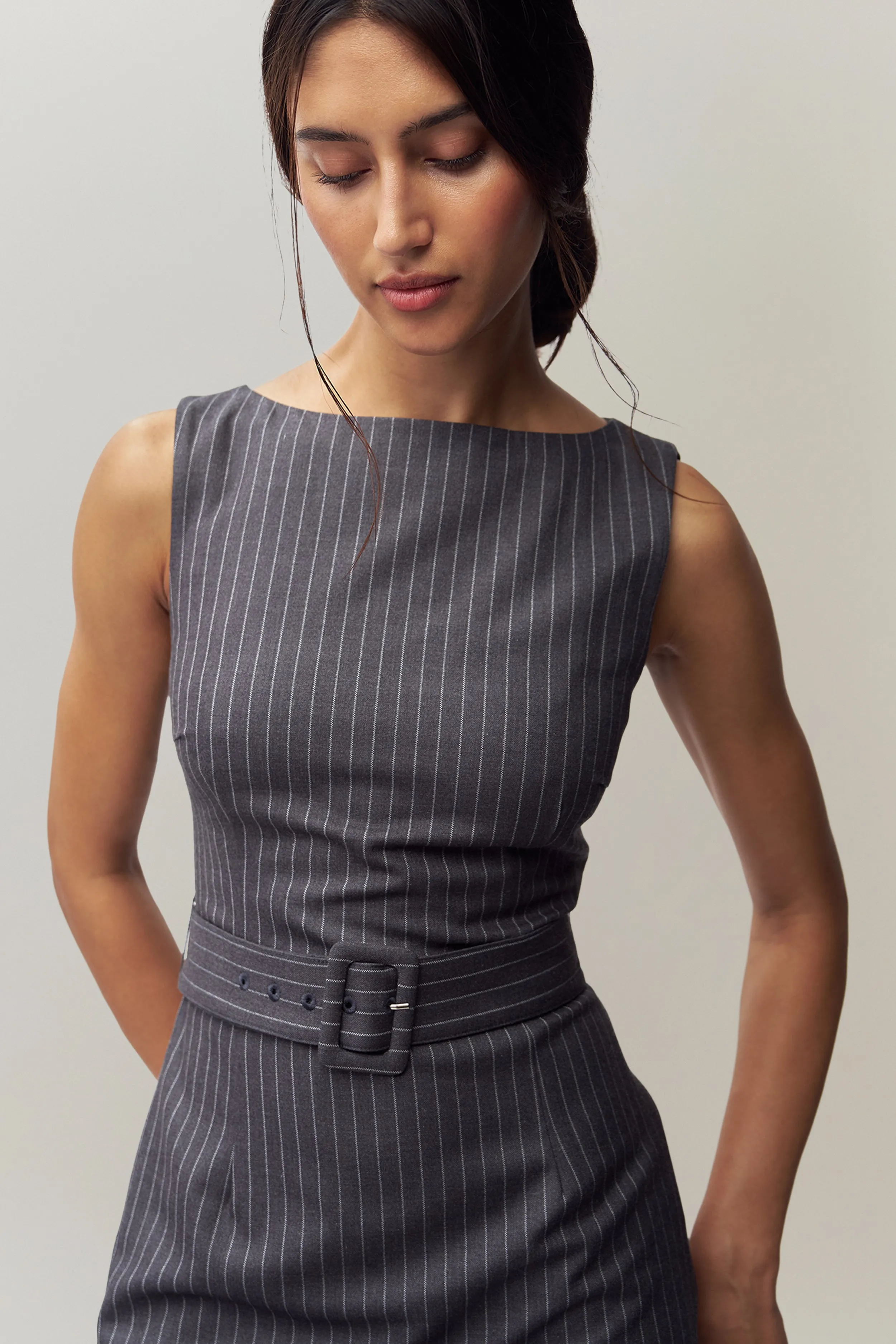 Via Pinstripe Dress