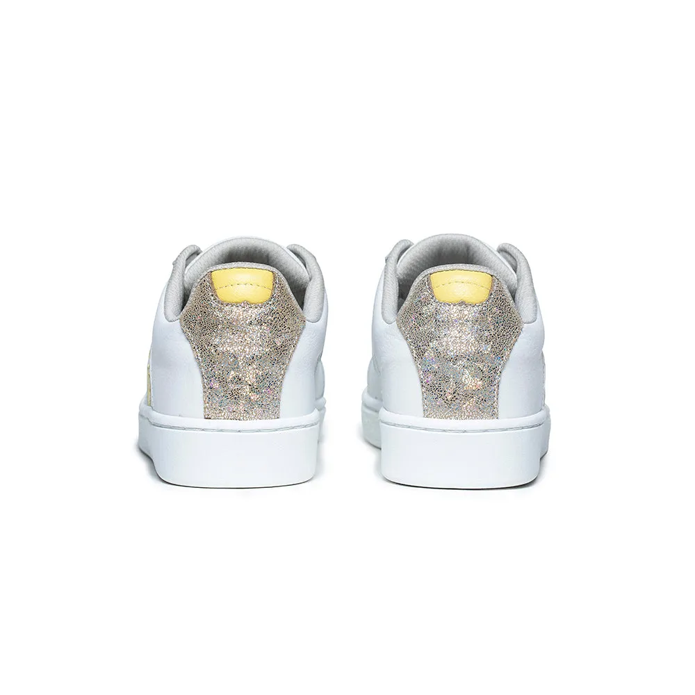 Women's Icon Genesis White Yellow Glitter Leather Sneakers 91901-300