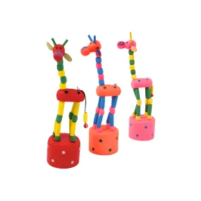 Wooden Handcrafted Dancing Giraffe Toy for Kids Spring Giraffe Toy