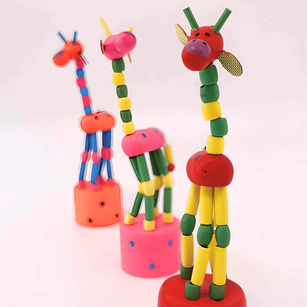 Wooden Handcrafted Dancing Giraffe Toy for Kids Spring Giraffe Toy