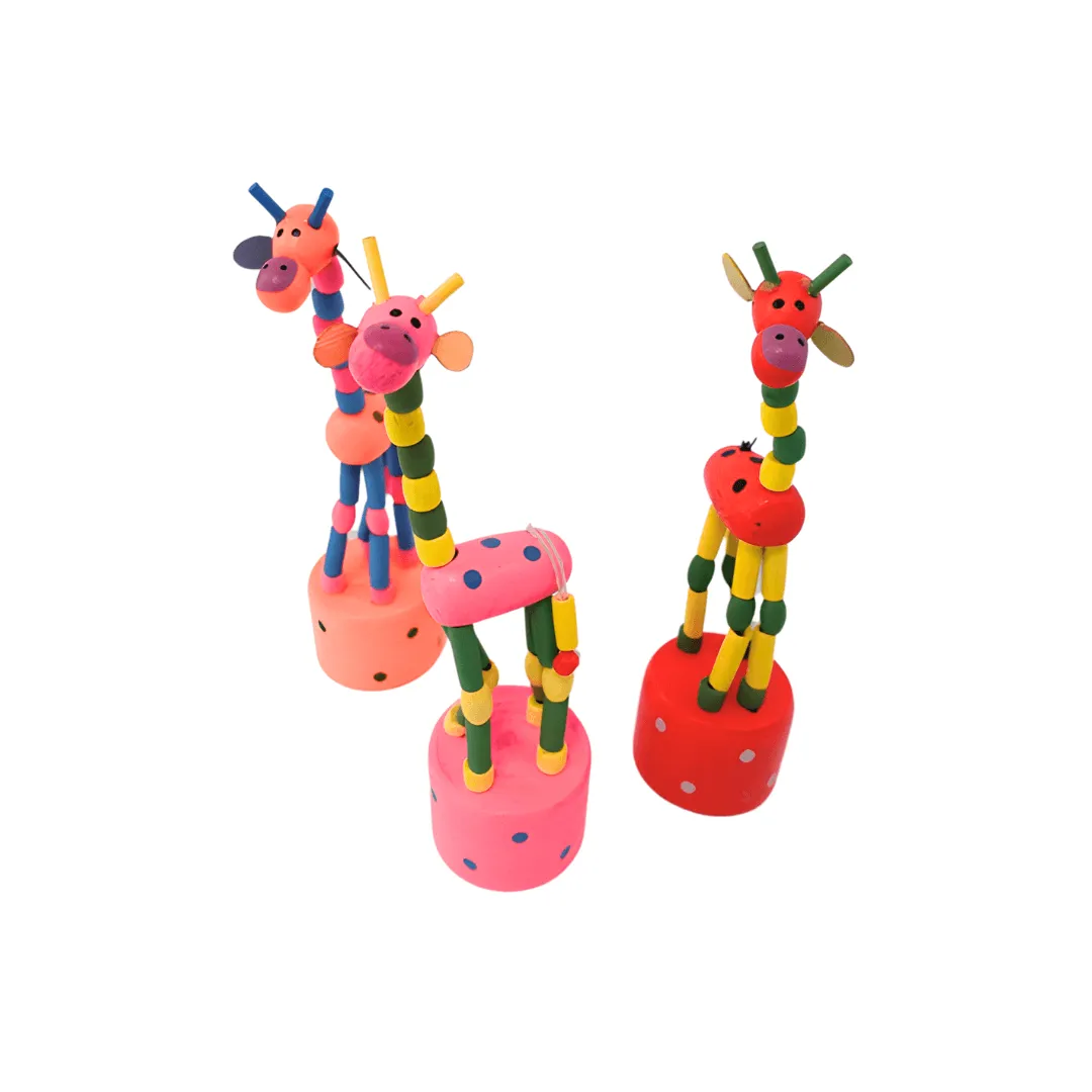 Wooden Handcrafted Dancing Giraffe Toy for Kids Spring Giraffe Toy